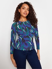 M&Co Blue & Green Abstract Print Twist Top - Image 1 of 4