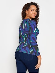 M&Co Blue & Green Abstract Print Twist Top - Image 2 of 4