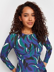 M&Co Blue & Green Abstract Print Twist Top - Image 4 of 4