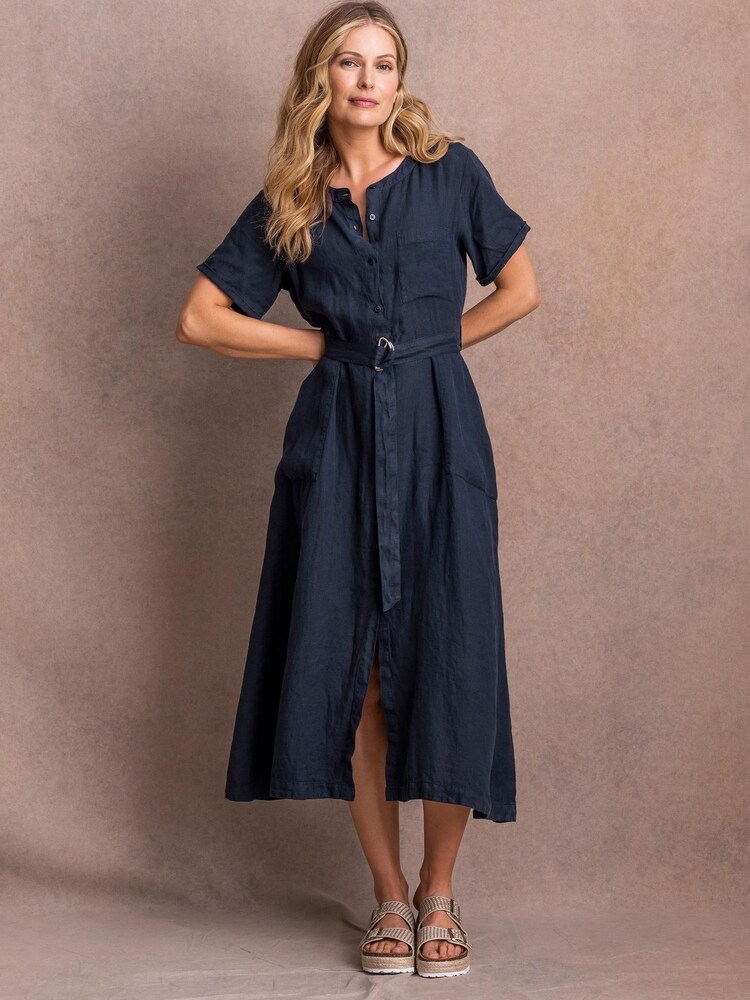 Celtic & Co. Blue Linen Button Through Dress - Image 1 of 9