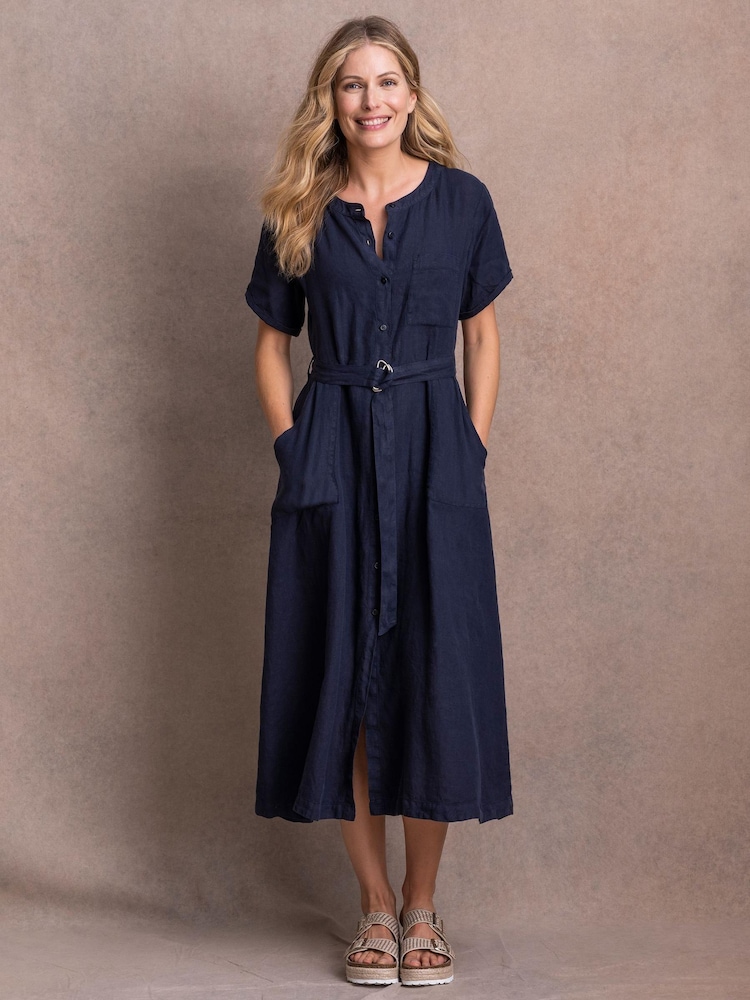 Celtic & Co. Blue Linen Button Through Dress - Image 2 of 9