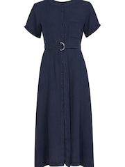 Celtic & Co. Blue Linen Button Through Dress - Image 3 of 9