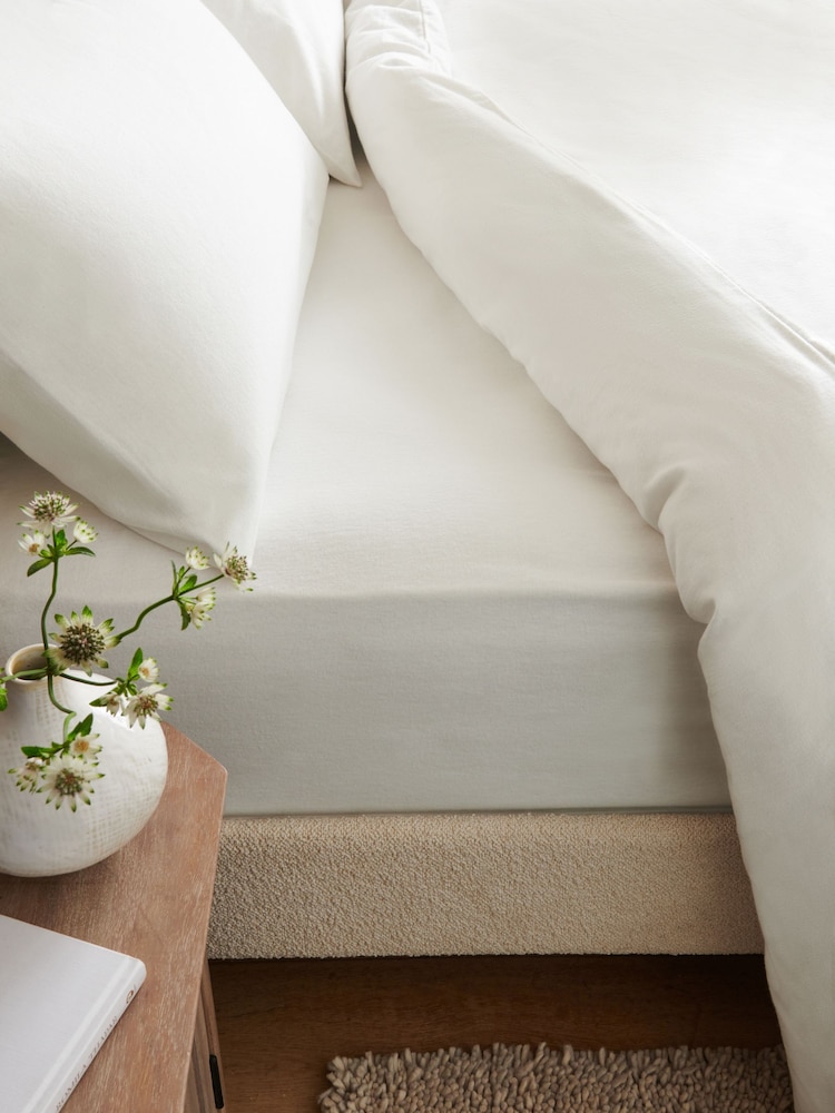 White Brushed 100% Cotton Supersoft Deep Fitted Sheet - Image 1 of 5