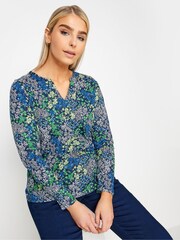 M&Co Blue Notch Neck 100% Cotton Tops 2 Pack - Image 2 of 5