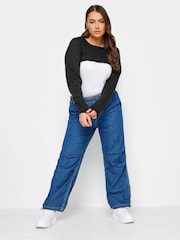 Yours Curve Black Raglan Armwarmer Jumper - Image 1 of 4