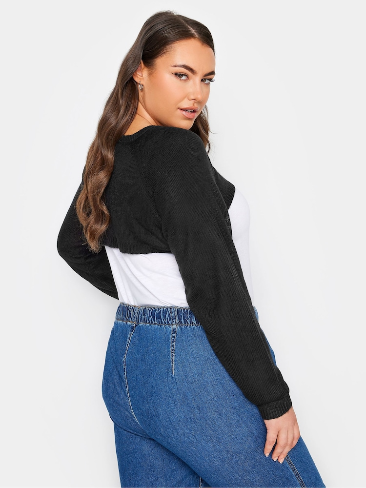 Yours Curve Black Raglan Armwarmer Jumper - Image 2 of 4