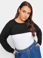 Yours Curve Black Raglan Armwarmer Jumper - Image 3 of 4