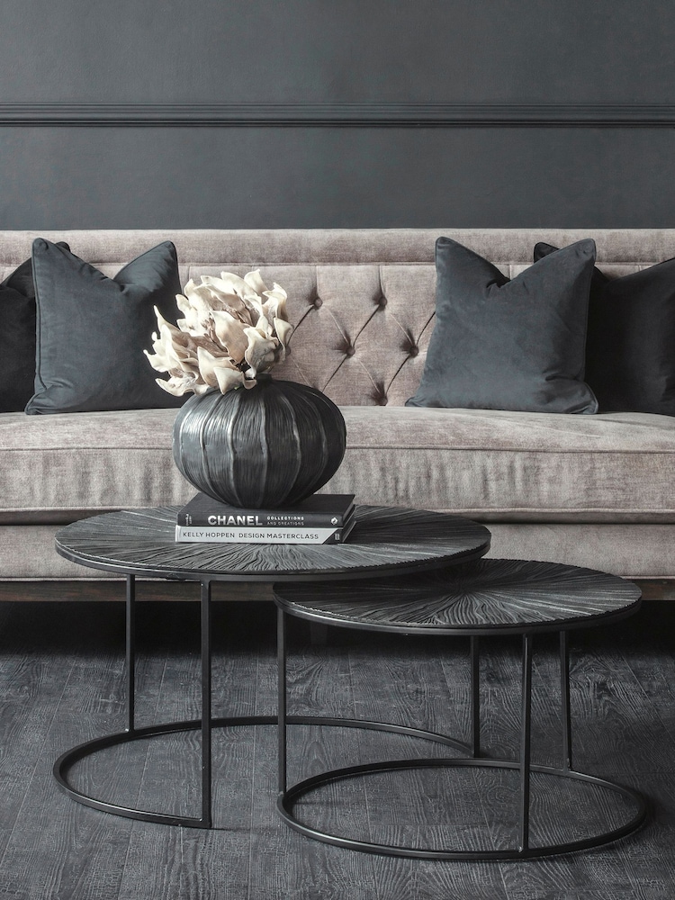 Libra Interiors Set of 2 Black Pelham Nesting Coffee Tables - Image 2 of 4