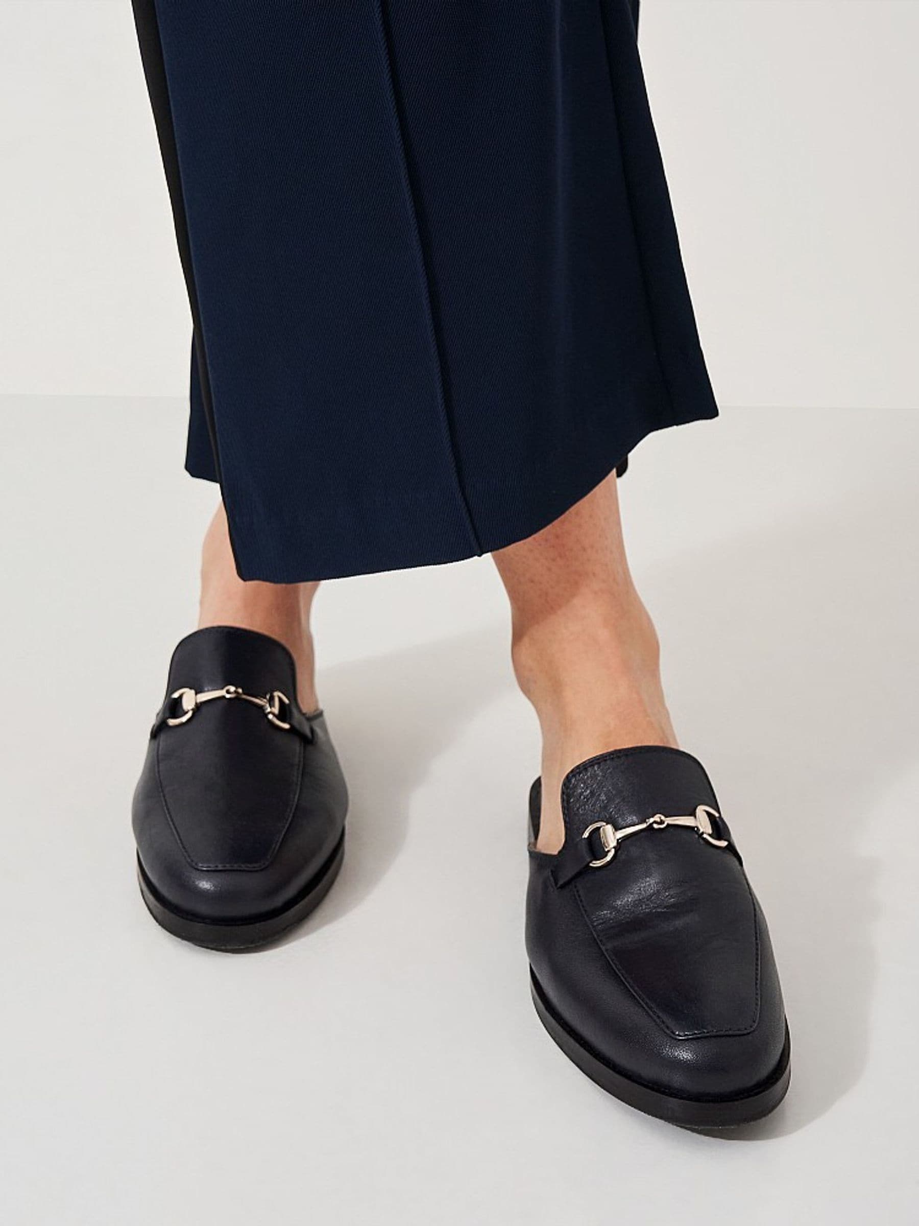 Leather backless loafers store