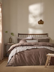 Yard Chocolate Brown Hebden Washed Cotton Duvet Cover and Pillowcase Set - Image 1 of 4