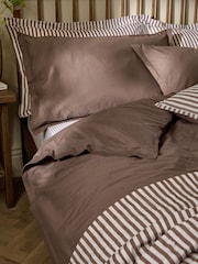 Yard Chocolate Brown Hebden Washed Cotton Duvet Cover and Pillowcase Set - Image 2 of 4