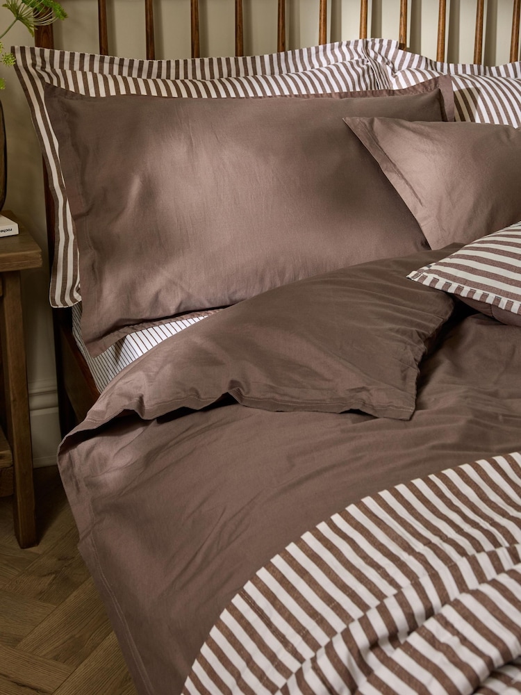 Yard Chocolate Brown Hebden Washed Cotton Duvet Cover and Pillowcase Set - Image 2 of 4 Yard Chocolate Brown Hebden Washed Cotton Duvet Cover and Pillowcase Set - Image 2 of 4