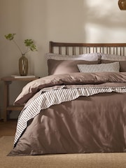 Yard Chocolate Brown Hebden Washed Cotton Duvet Cover and Pillowcase Set - Image 3 of 4