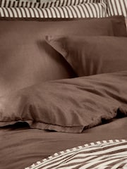 Yard Chocolate Brown Hebden Washed Cotton Duvet Cover and Pillowcase Set - Image 4 of 4