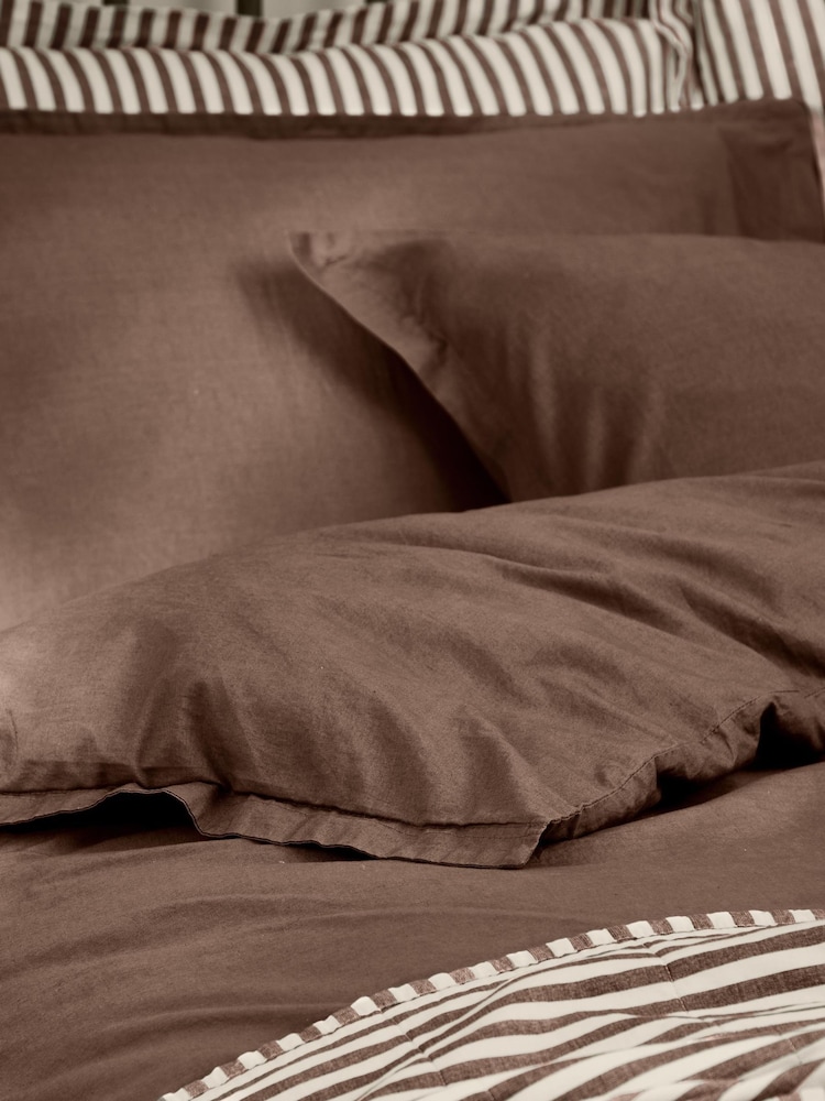 Yard Chocolate Brown Hebden Washed Cotton Duvet Cover and Pillowcase Set - Image 4 of 4 Yard Chocolate Brown Hebden Washed Cotton Duvet Cover and Pillowcase Set - Image 4 of 4