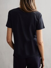 Reiss Navy Ginnie Cotton Garment Dyed T-Shirt - Image 4 of 6