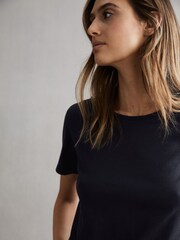 Reiss Navy Ginnie Cotton Garment Dyed T-Shirt - Image 6 of 6