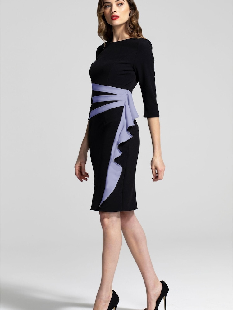 Hotsquash Black Contrast Side Frill Dress - Image 1 of 4 Hotsquash Black Contrast Side Frill Dress - Image 1 of 4