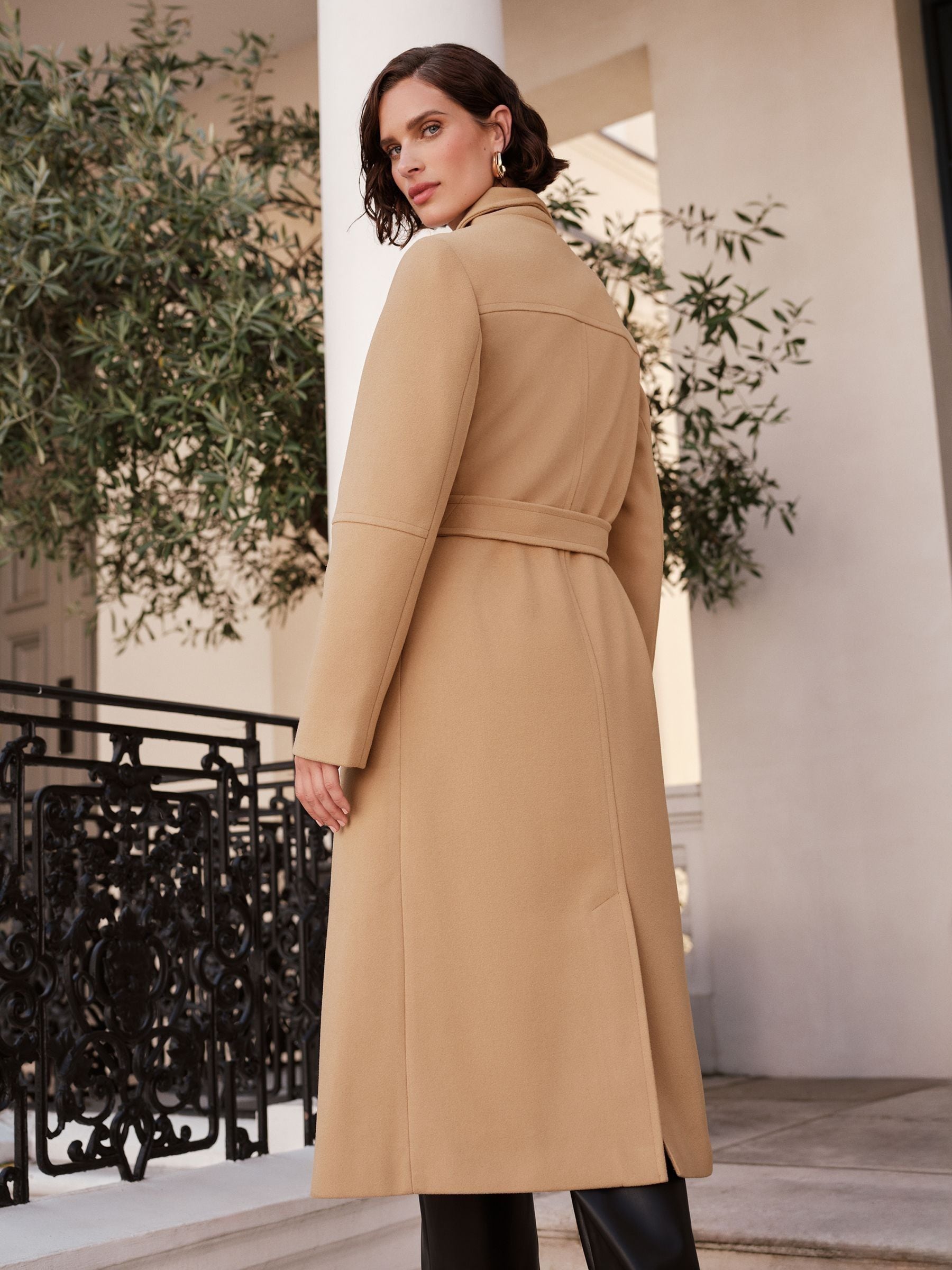 Buy Love & Roses Camel Petite Shawl Collar Belted Coat from
