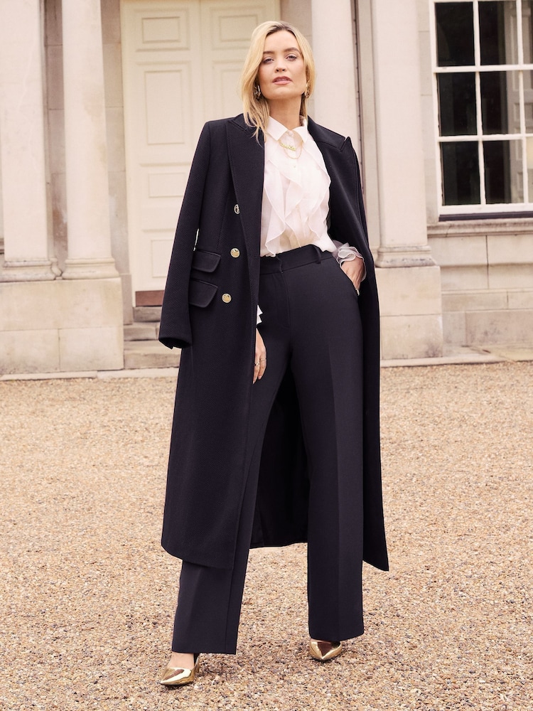 Love & Roses Navy Blue Petite Double Breasted Hourglass Longline Coat - Image 1 of 4