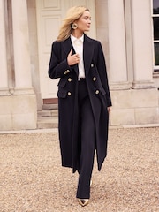 Love & Roses Navy Blue Petite Double Breasted Hourglass Longline Coat - Image 3 of 4