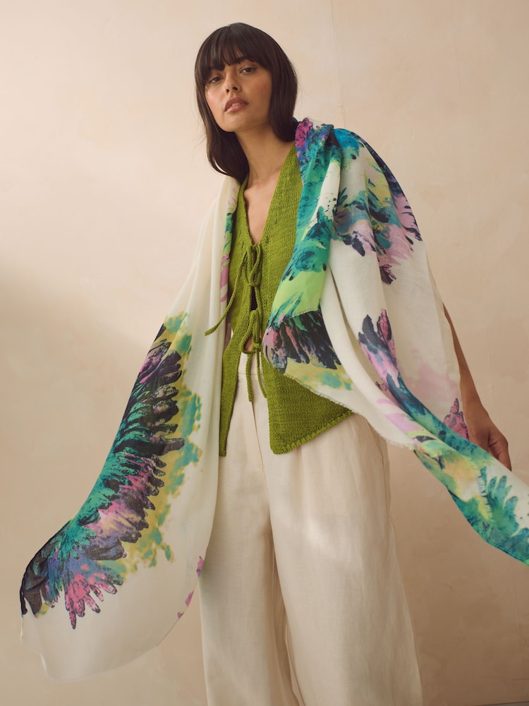 Purple/Green Tie Dye Lightweight Scarf - Image 2 of 9