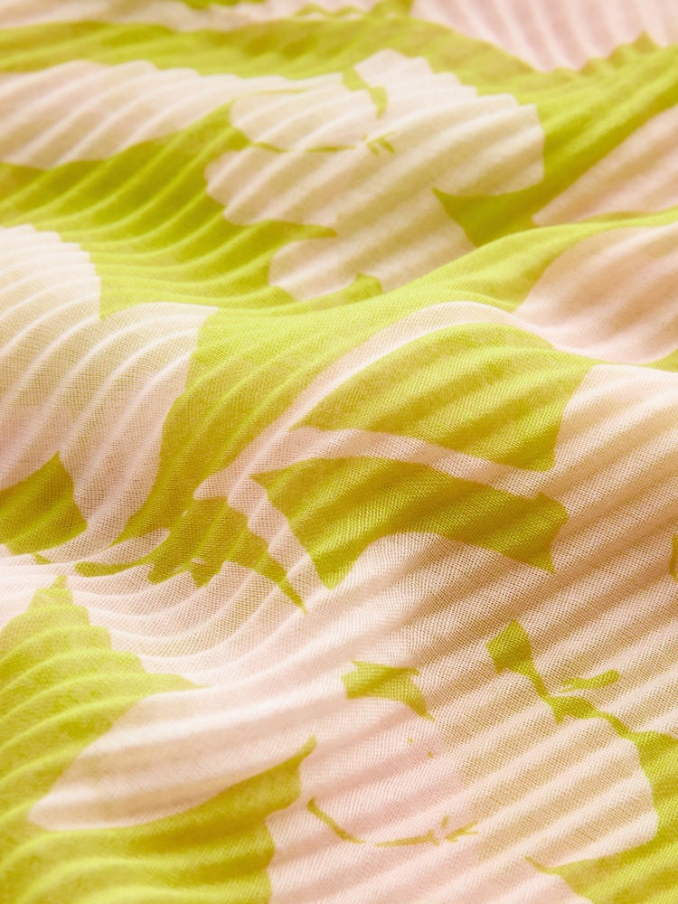Pink/Green Floral Plisse Lightweight Scarf - Image 4 of 4