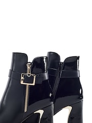 Schwarz - Moda in Pelle Parthenia Buckle Trim Block Heel Boots - Bild 3 von 4
