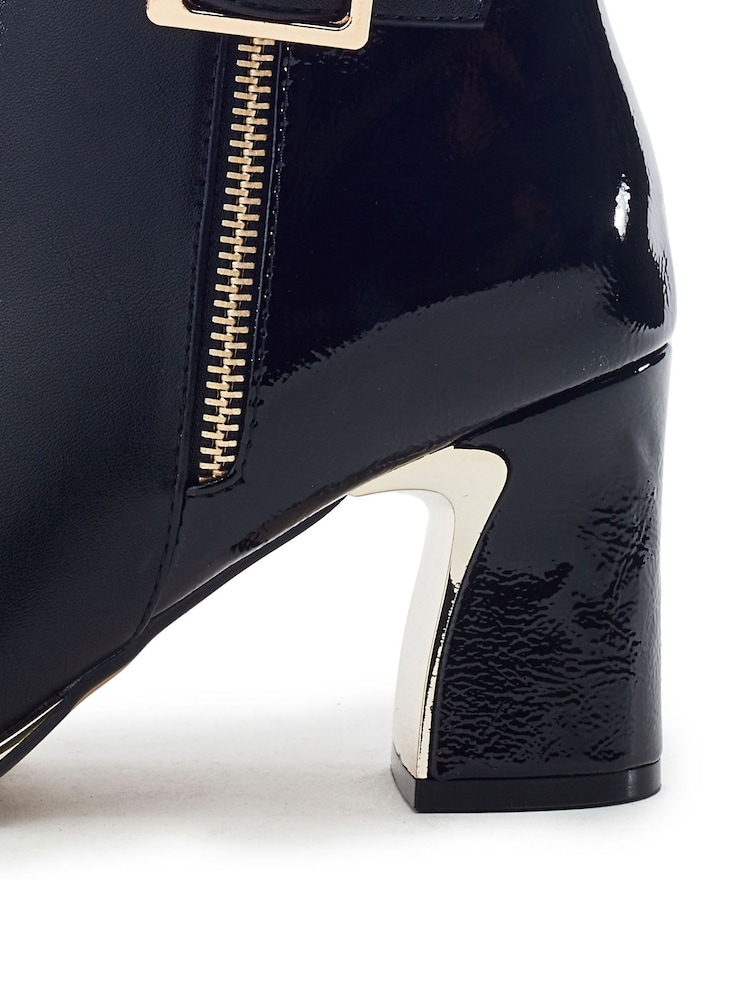 Schwarz - Moda in Pelle Parthenia Buckle Trim Block Heel Boots - Bild 4 von 4 Schwarz - Moda in Pelle Parthenia Buckle Trim Block Heel Boots - Bild 4 von 4