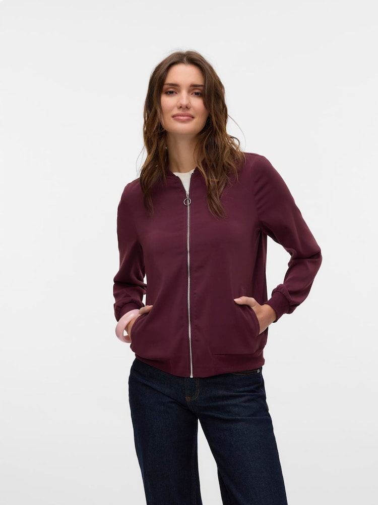 Vero Moda Red Lightweight Bomber Jacket - Image 1 of 5 Vero Moda Red Lightweight Bomber Jacket - Image 1 of 5