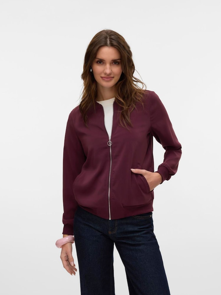 Vero Moda Red Lightweight Bomber Jacket - Image 2 of 5 Vero Moda Red Lightweight Bomber Jacket - Image 2 of 5