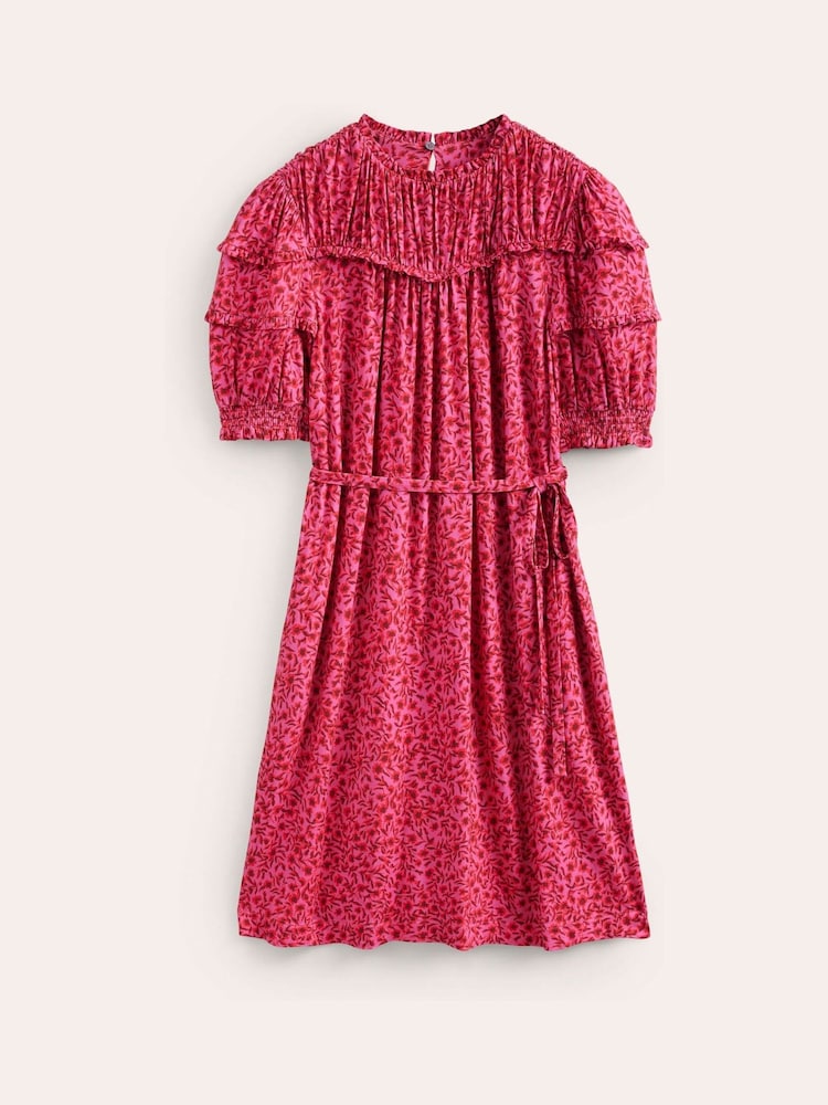 Boden Pink Yoke Detail Jersey Mini Dress - Image 6 of 6