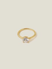Accessorize 14ct Gold Plated Solitaire Ring - Image 1 of 3