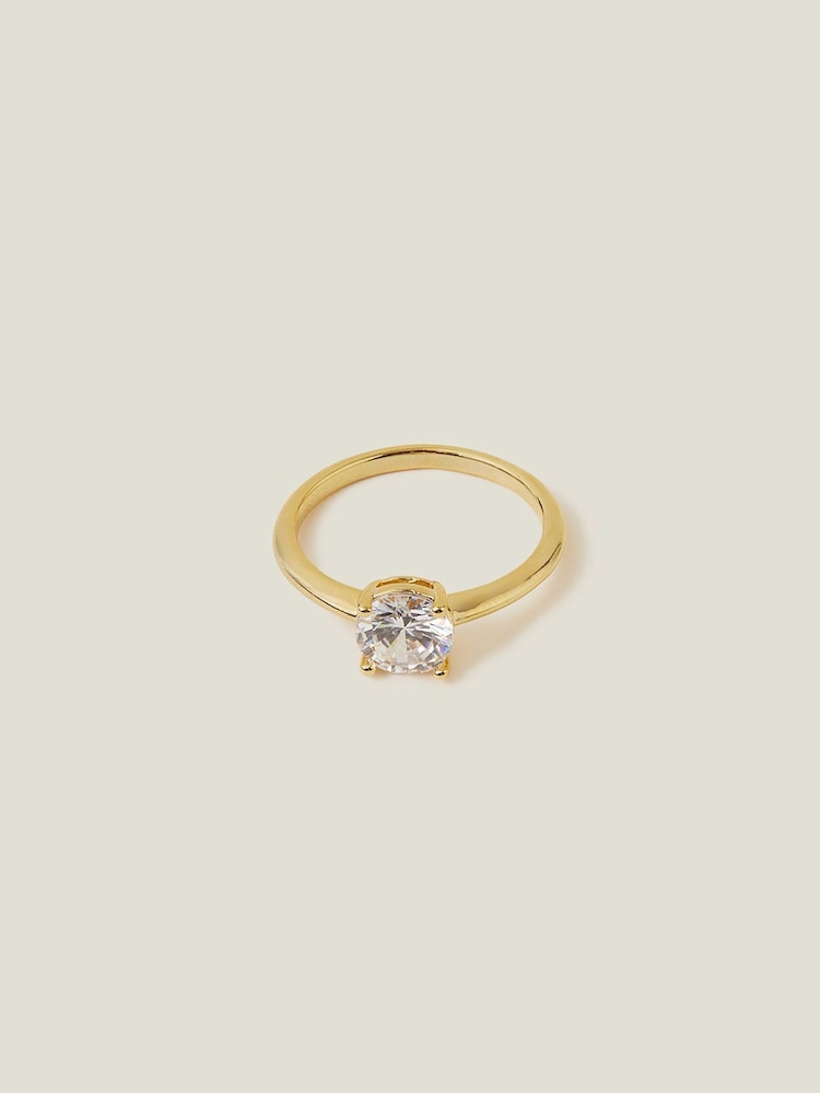 Accessorize 14ct Gold Plated Solitaire Ring - Image 1 of 3