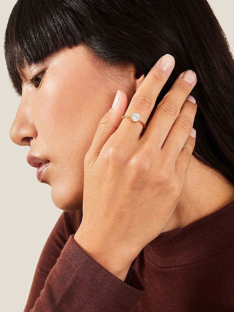 Accessorize 14ct Gold Plated Solitaire Ring - Image 3 of 3