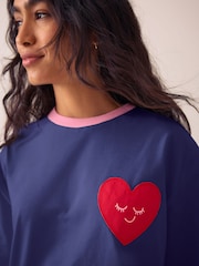 Little Bird by Jools Oliver Navy Applique Heart Boxy T-Shirt - Image 5 of 5
