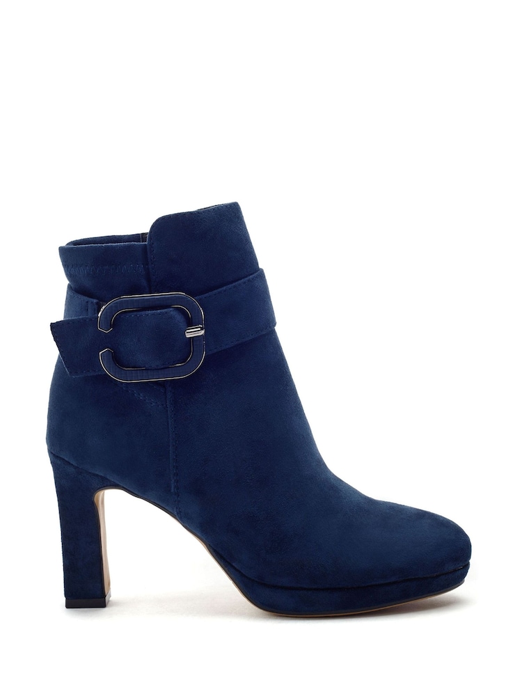 Moda in Pelle Blue Poppina Large Buckle Trim Ankle Boots - Image 1 of 4 Moda in Pelle Blue Poppina Large Buckle Trim Ankle Boots - Image 1 of 4