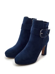 Moda in Pelle Blue Poppina Large Buckle Trim Ankle Boots - Image 2 of 4
