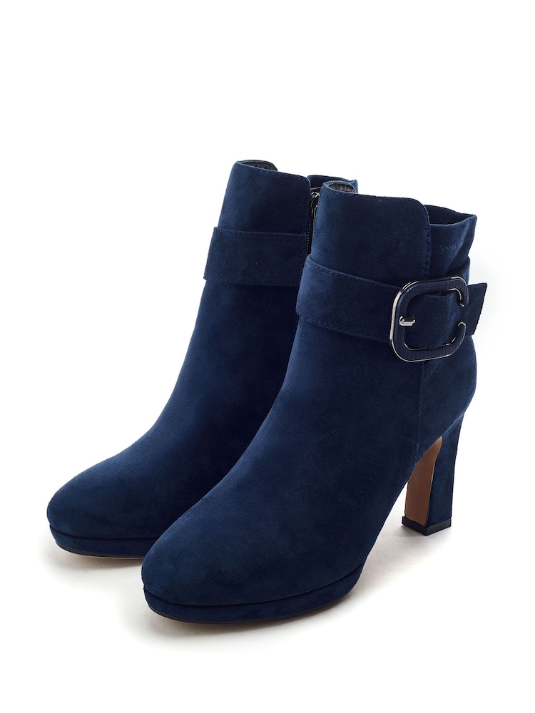 Moda in Pelle Blue Poppina Large Buckle Trim Ankle Boots - Image 2 of 4 Moda in Pelle Blue Poppina Large Buckle Trim Ankle Boots - Image 2 of 4
