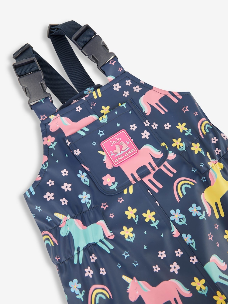 Salopette imperméable à imprimé licorne JoJo Maman Bébé - Image 7 of 7
