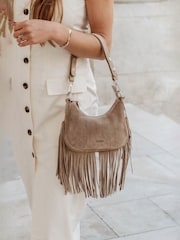 Cultured London Natural Alondra Suede Evening and Clutch Bag - Image 1 of 10