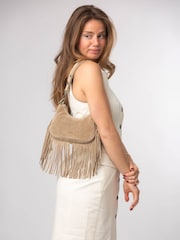 Cultured London Natural Alondra Suede Evening and Clutch Bag - Image 3 of 10