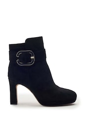 Moda in Pelle Black Poppina Large Buckle Trim Ankle Boots - Image 1 of 4