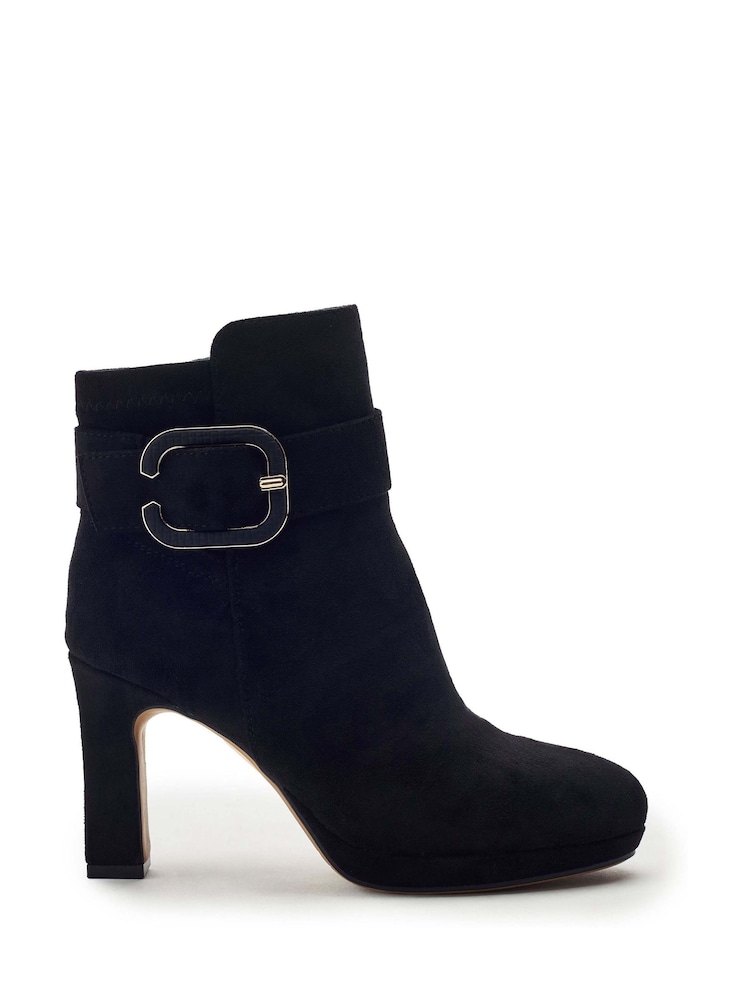 Moda in Pelle Black Poppina Large Buckle Trim Ankle Boots - Image 1 of 4 Moda in Pelle Black Poppina Large Buckle Trim Ankle Boots - Image 1 of 4