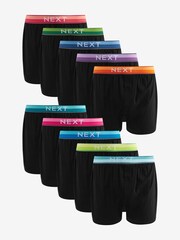 Black Bright Rainbow Waistband 10 pack 100% Cotton Boxers - Image 1 of 13