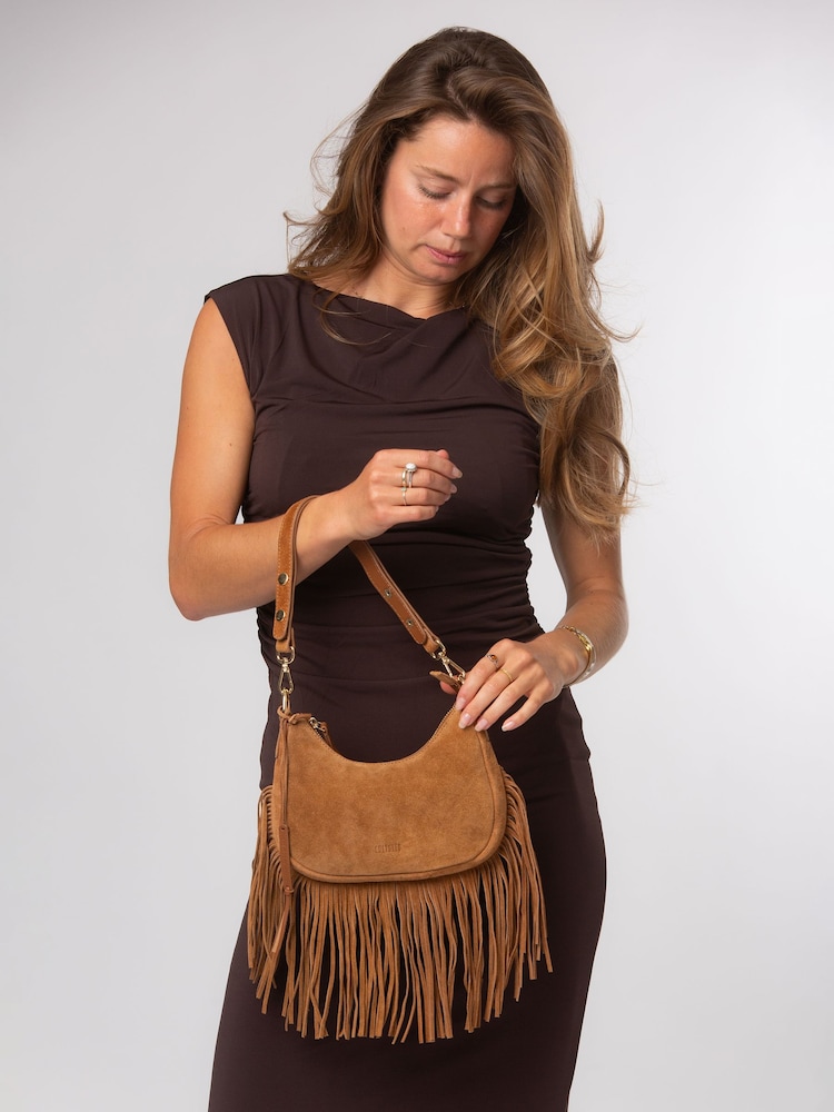 Cultured London Brown Alondra Suede Evening and Clutch Bag - Image 2 of 7 Cultured London Brown Alondra Suede Evening and Clutch Bag - Image 2 of 7