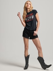 Superdry Black Mötley Crüe Cap Sleeve T-Shirt - Image 1 of 5