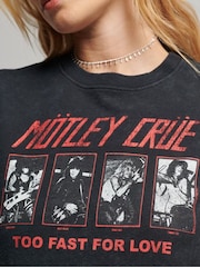 Superdry Black Mötley Crüe Cap Sleeve T-Shirt - Image 5 of 5