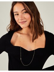 Accessorize 14ct Gold Plated Beaded Long Necklace - Image 3 of 3