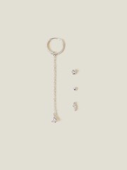 Accessorize Sterling Silver Plated Sparkle Chain and Studs 4 Pack - Image 1 of 3